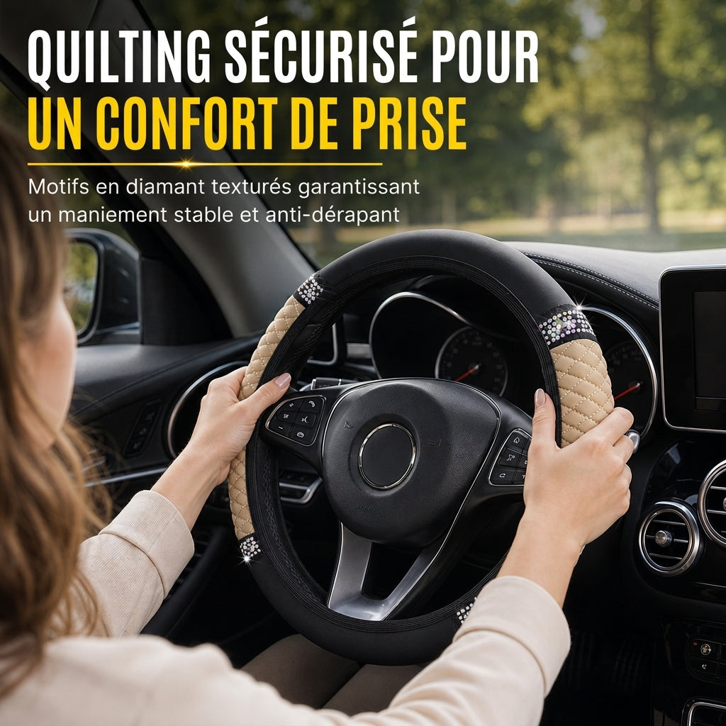 🚗 50% DE RÉDUCTION! ✨ Housse de volant en strass – Scintillante & luxueuse ✨