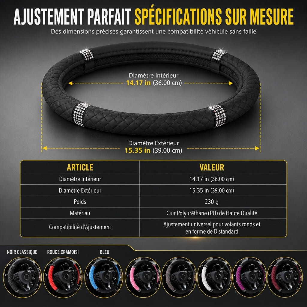🚗 50% DE RÉDUCTION! ✨ Housse de volant en strass – Scintillante & luxueuse ✨