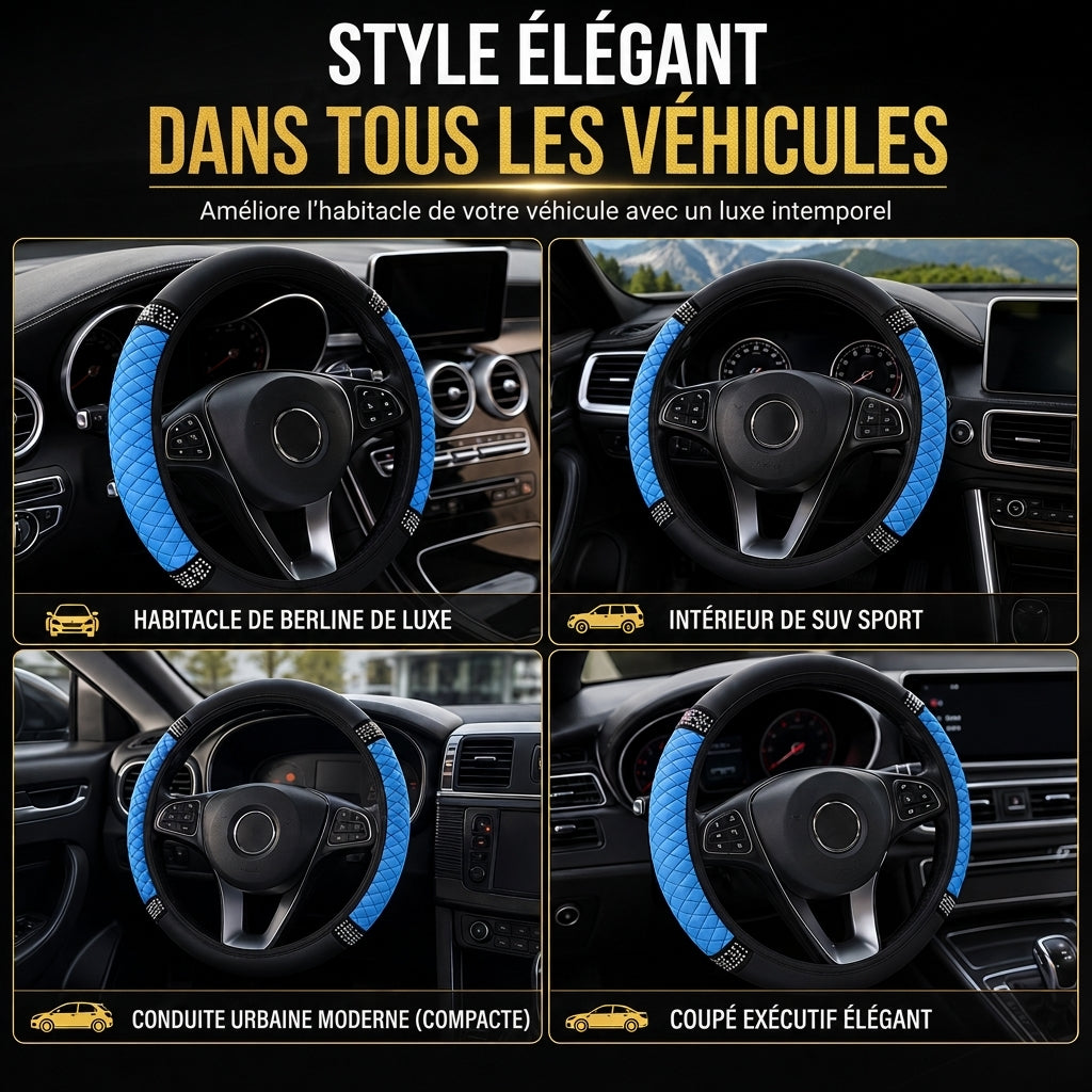 🚗 50% DE RÉDUCTION! ✨ Housse de volant en strass – Scintillante & luxueuse ✨