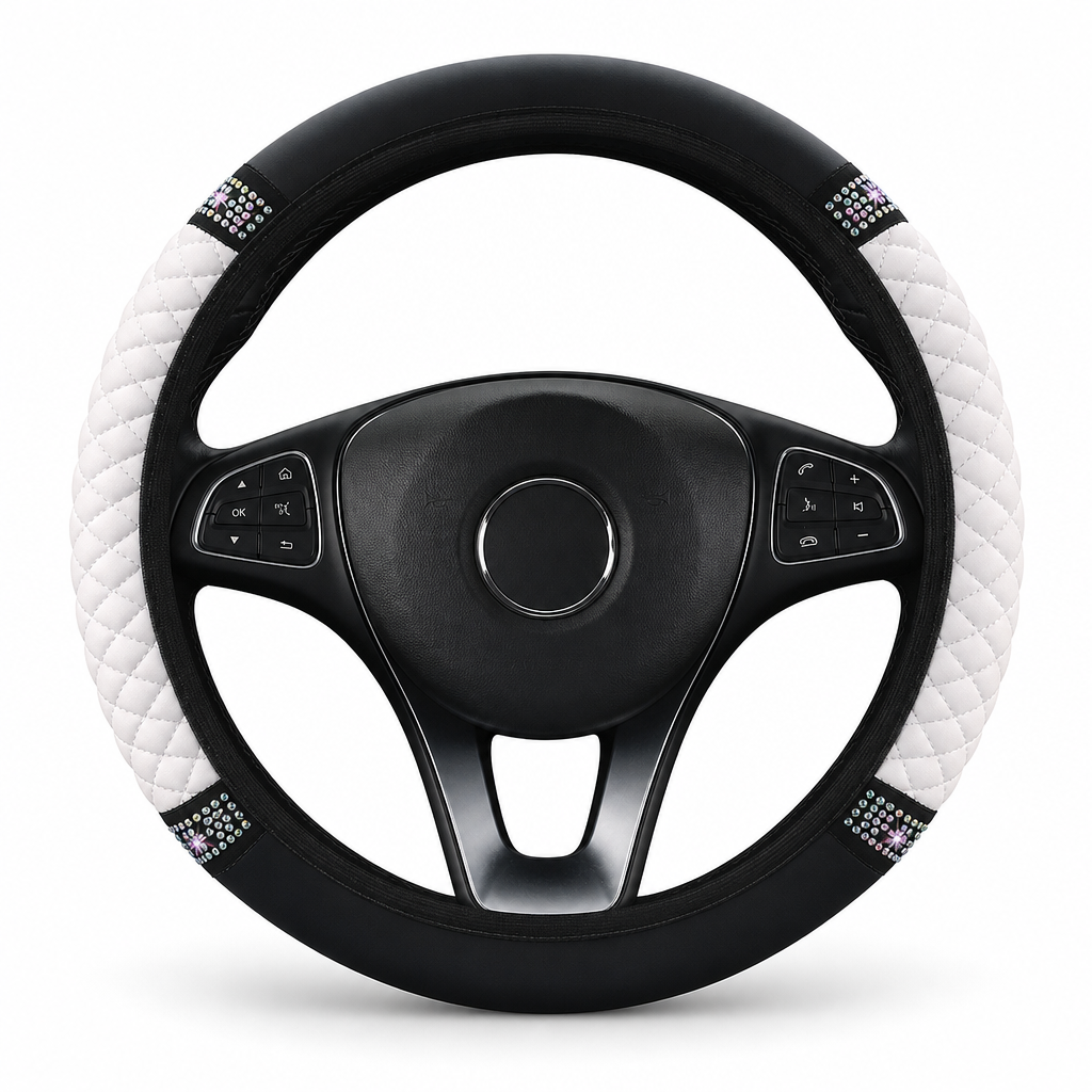 🚗 50% DE RÉDUCTION! ✨ Housse de volant en strass – Scintillante & luxueuse ✨