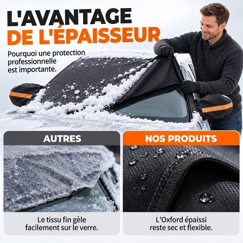 🚗❄️ Housse de Pare-Brise Voiture 4 Saisons Épaissie – Anti-Givre Magnétique, Protection UV & Rétroviseurs Intégrés