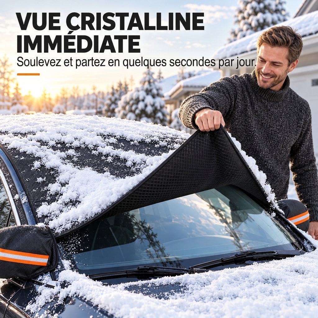 🚗❄️ Housse de Pare-Brise Voiture 4 Saisons Épaissie – Anti-Givre Magnétique, Protection UV & Rétroviseurs Intégrés