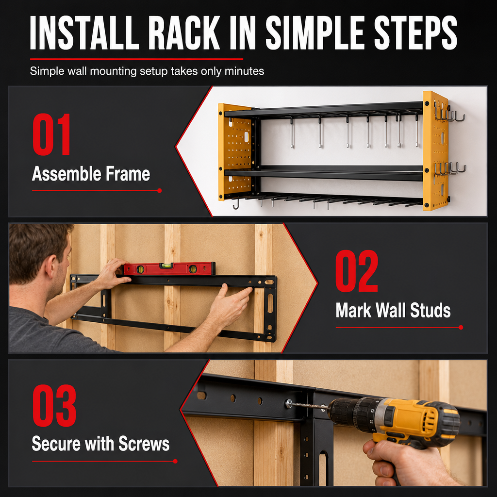 📢📢 50 % DE RÉDUCTION !! ⏰ Organisateur mural ultra-résistant pour outils électriques et support de rangement pour perceuses de garage