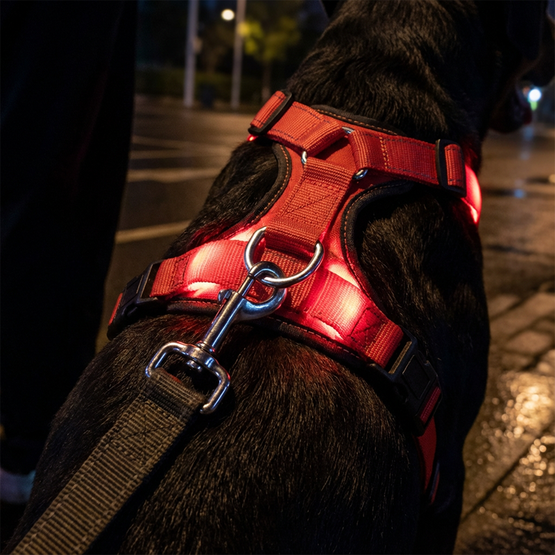 Harnais pour chien lumineux à LED pour les promenades nocturnes