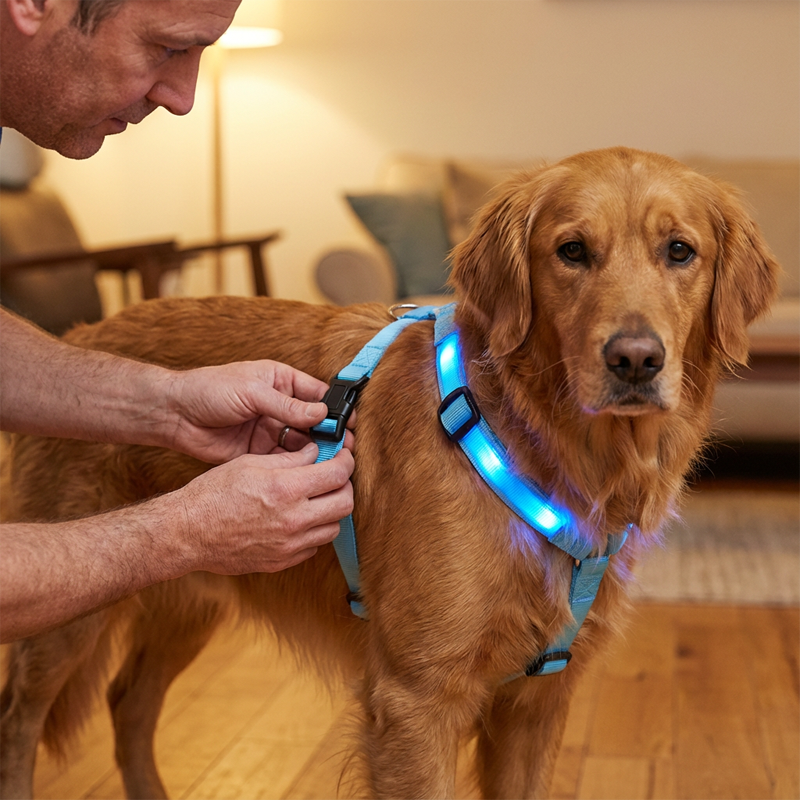 Harnais pour chien lumineux à LED pour les promenades nocturnes