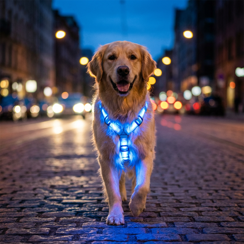 Harnais pour chien lumineux à LED pour les promenades nocturnes
