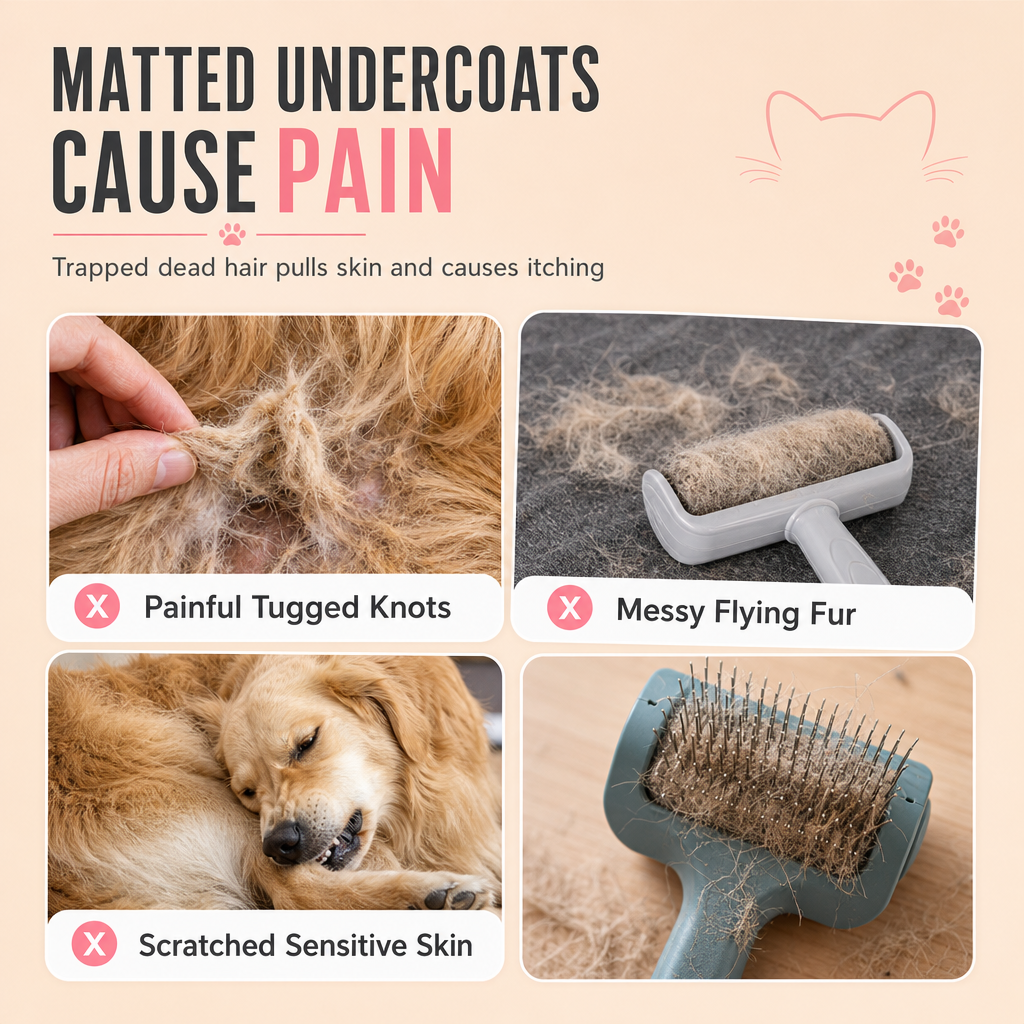 🆕Brosse de toilettage à picots en acier inoxydable pour chiens et chats💫Peigne démêlant et anti-mue pour poils morts